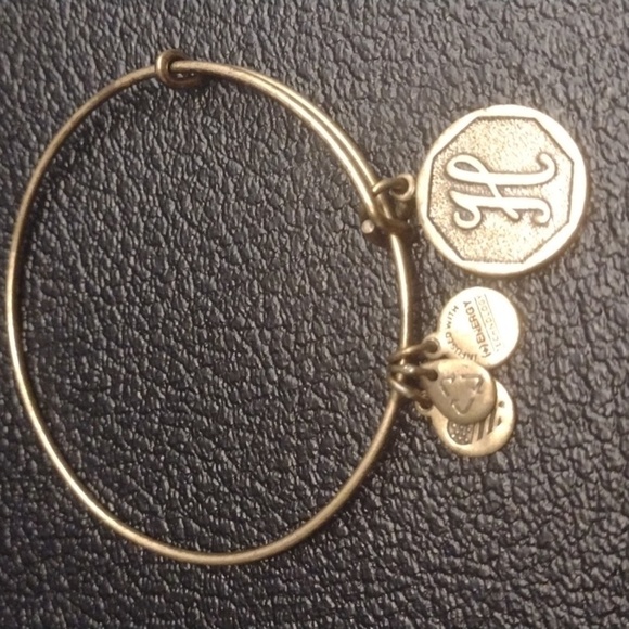 Alex and Ani Jewelry - Alex and Ani H Initial Letter Gold Charm Bracelet adjustable Bangle boho glam